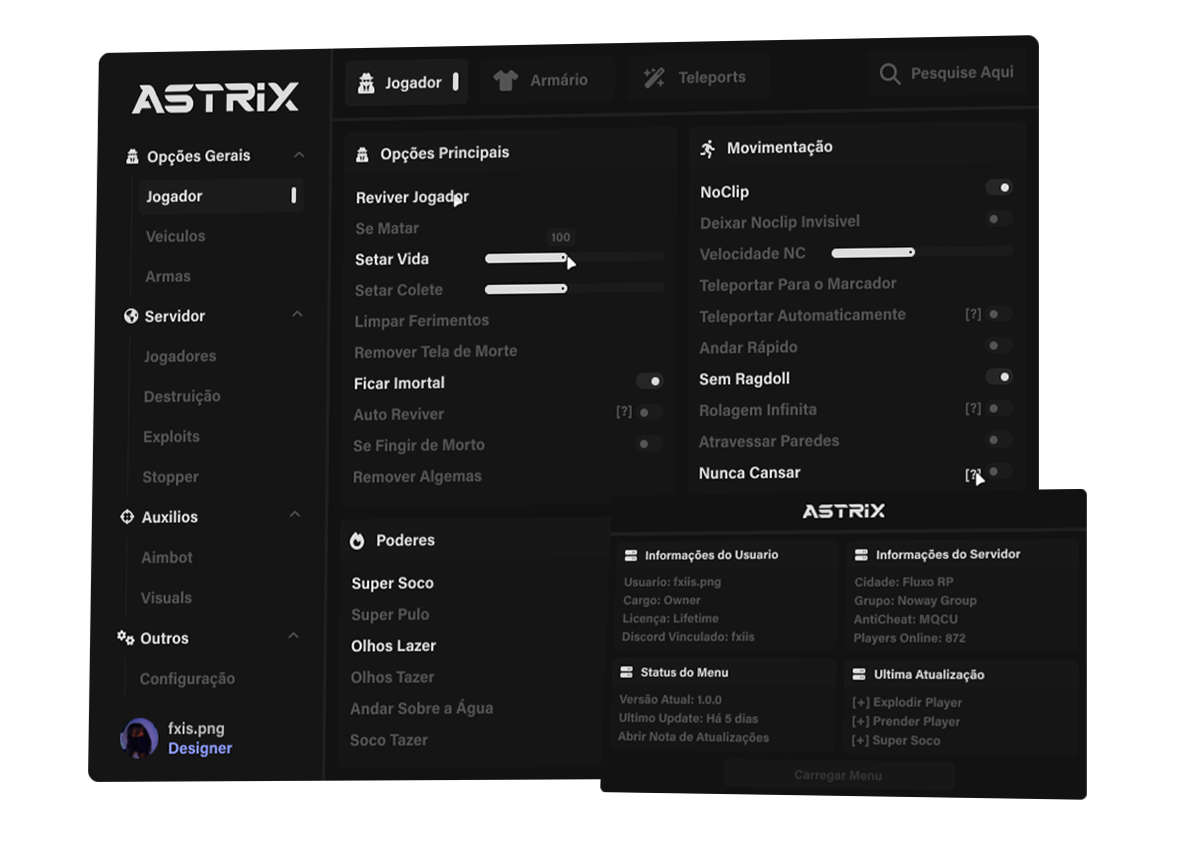 Preview do Astrix Menu